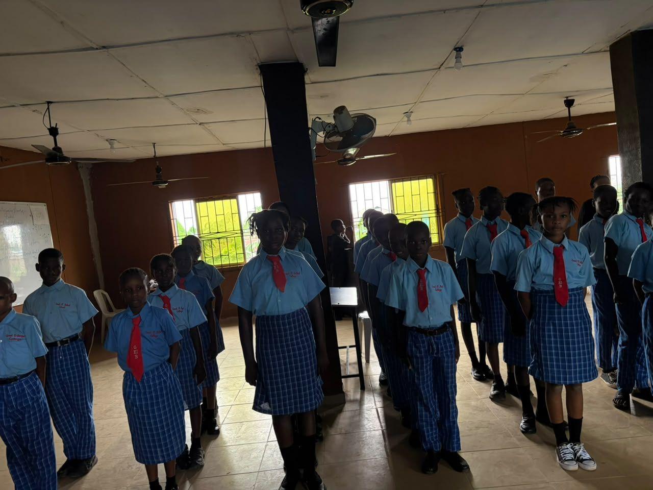 Students lined up at assembly