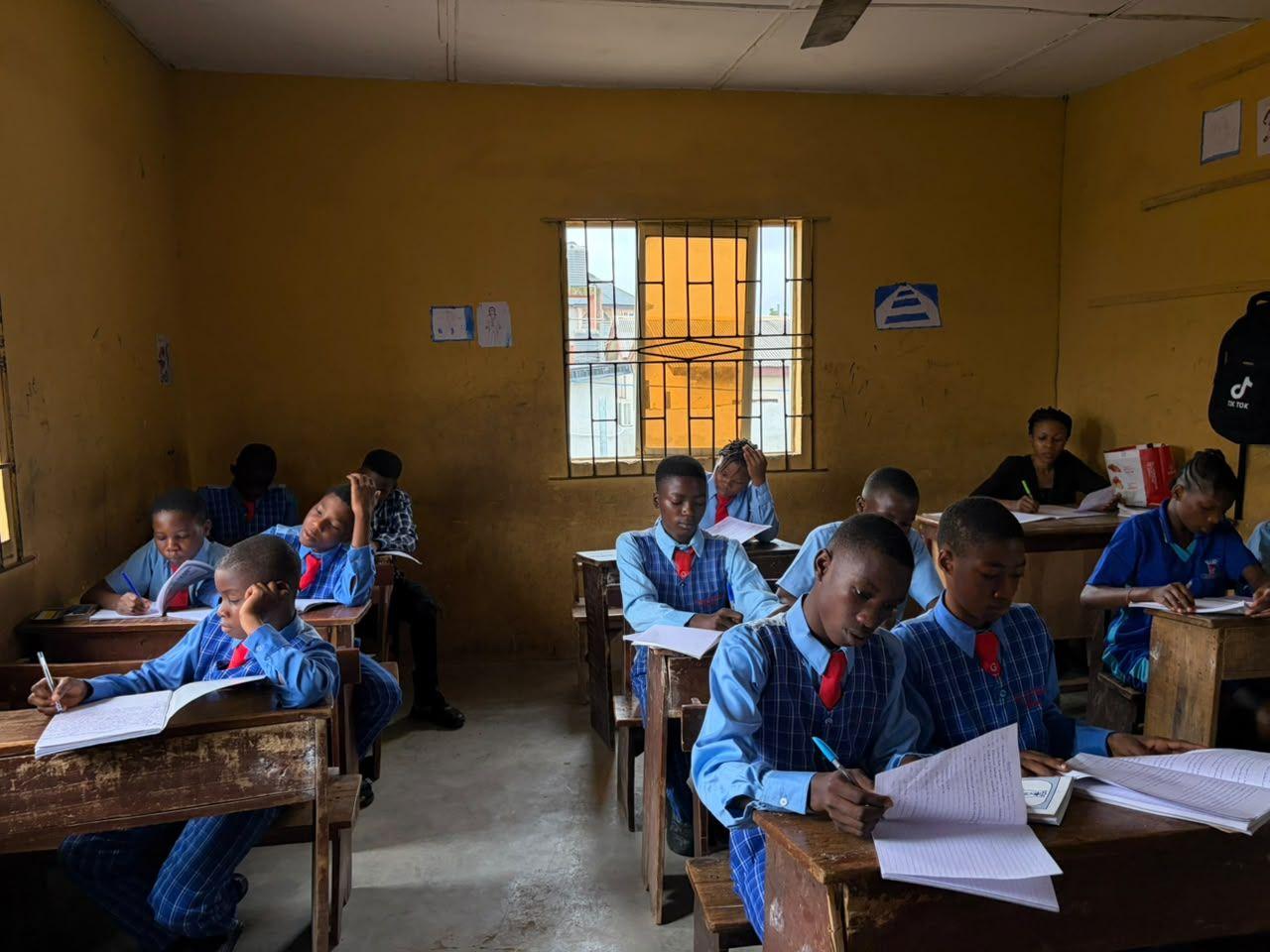 Secondary students working in class